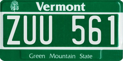VT license plate ZUU561