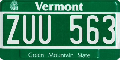 VT license plate ZUU563