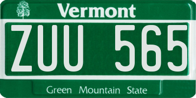 VT license plate ZUU565