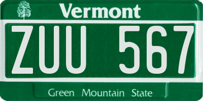 VT license plate ZUU567