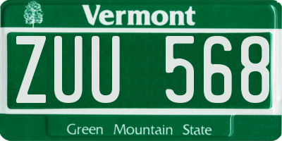 VT license plate ZUU568