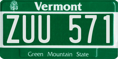 VT license plate ZUU571