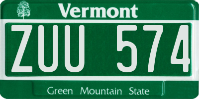 VT license plate ZUU574