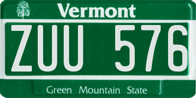 VT license plate ZUU576