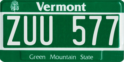 VT license plate ZUU577