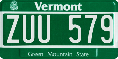 VT license plate ZUU579