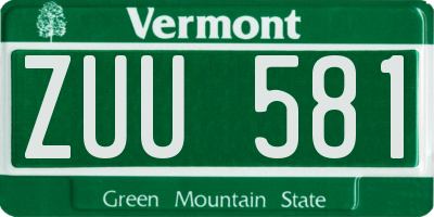 VT license plate ZUU581