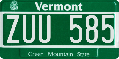 VT license plate ZUU585