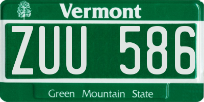 VT license plate ZUU586