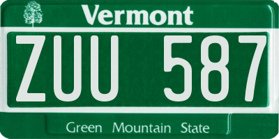 VT license plate ZUU587