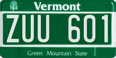 VT license plate ZUU601