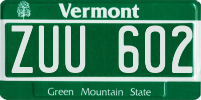 VT license plate ZUU602
