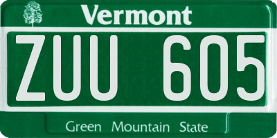VT license plate ZUU605