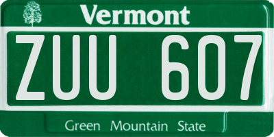 VT license plate ZUU607