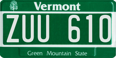VT license plate ZUU610