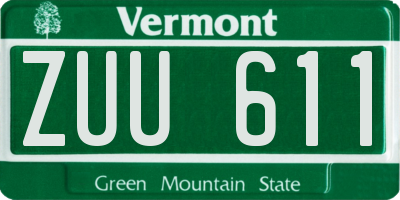 VT license plate ZUU611