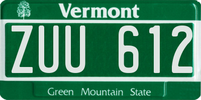 VT license plate ZUU612