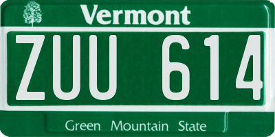 VT license plate ZUU614
