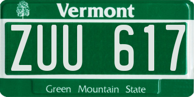 VT license plate ZUU617