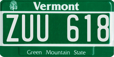VT license plate ZUU618