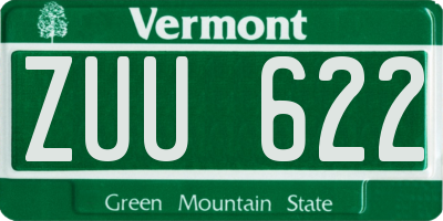 VT license plate ZUU622