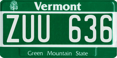 VT license plate ZUU636