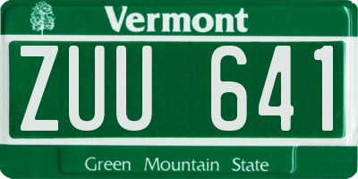 VT license plate ZUU641