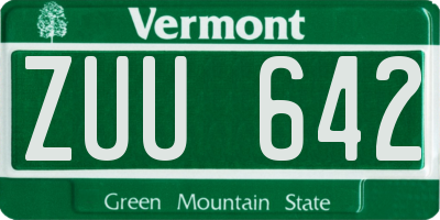 VT license plate ZUU642