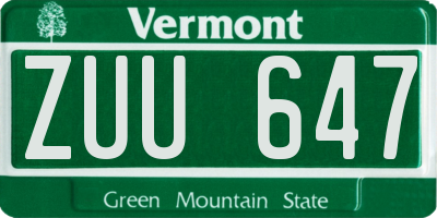 VT license plate ZUU647
