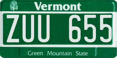 VT license plate ZUU655