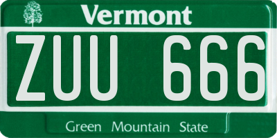 VT license plate ZUU666