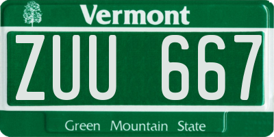 VT license plate ZUU667