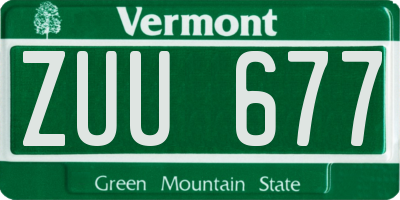 VT license plate ZUU677