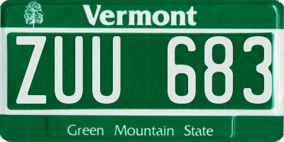 VT license plate ZUU683