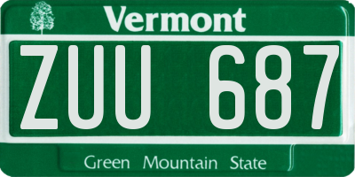 VT license plate ZUU687