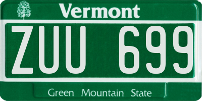 VT license plate ZUU699