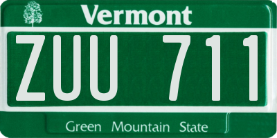 VT license plate ZUU711