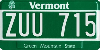 VT license plate ZUU715