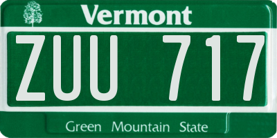 VT license plate ZUU717