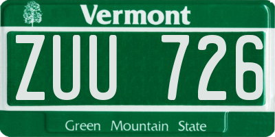 VT license plate ZUU726