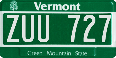 VT license plate ZUU727