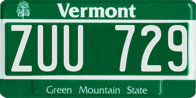VT license plate ZUU729