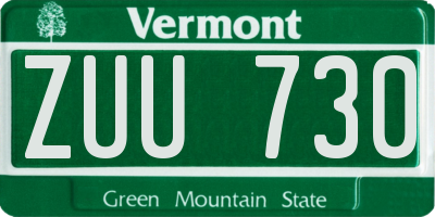 VT license plate ZUU730