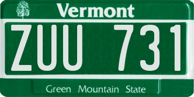 VT license plate ZUU731