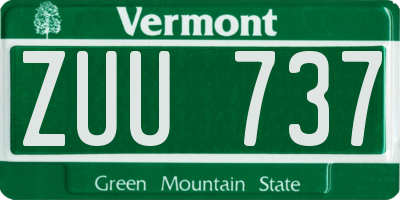 VT license plate ZUU737