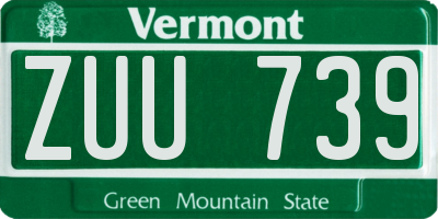 VT license plate ZUU739