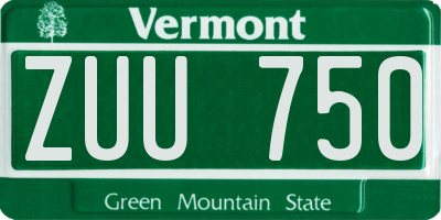 VT license plate ZUU750
