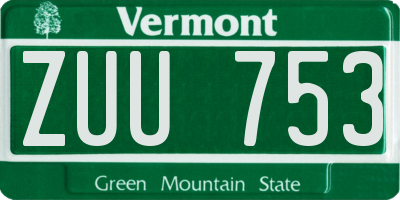VT license plate ZUU753