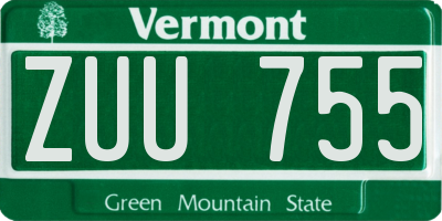 VT license plate ZUU755