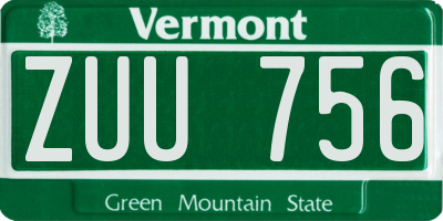 VT license plate ZUU756